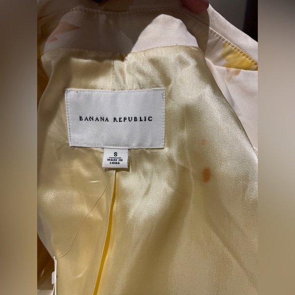 BANANA REPUBLIC Cream & Yellow ROSES Trench Coat Size S NWT $228 - Picture 9 of 15